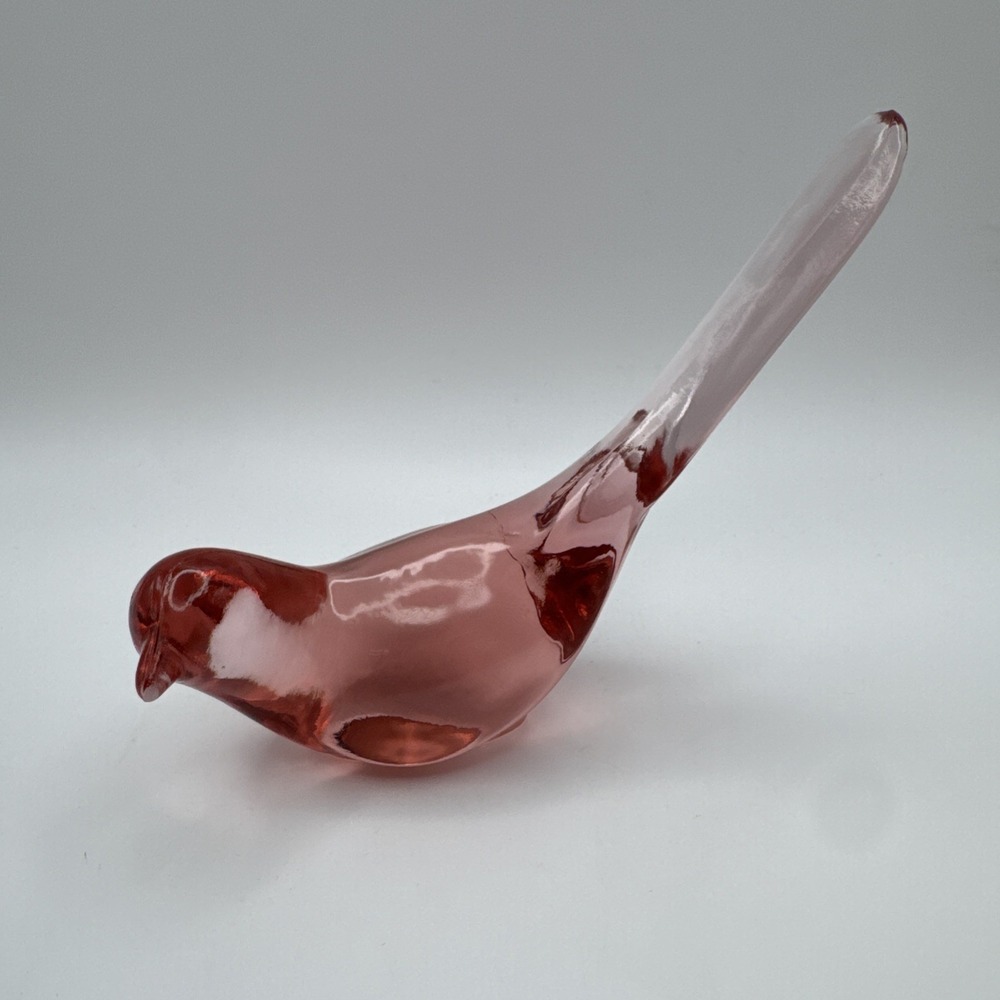 Fenton Art Glass Bird of Happiness‎ Figurine Paperweight Vintage Pink Rose Color